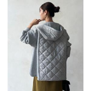 ブルゾン アウター モスダンボール中綿切替フードジャケット レディース