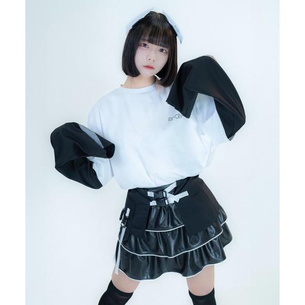 tシャツ レイヤードリフレクターロンT / ワンポイント オーバーサイズ 反射 レディース メンズ