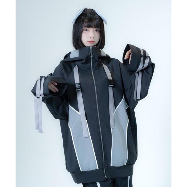 ジャージ 「セットアップ対応」ベルトライン切り替えジャージジャケット / オーバーサイズ ジップアッ...