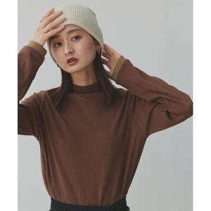 tシャツ 配色アソートスリーブ ハイネックトップス レディース