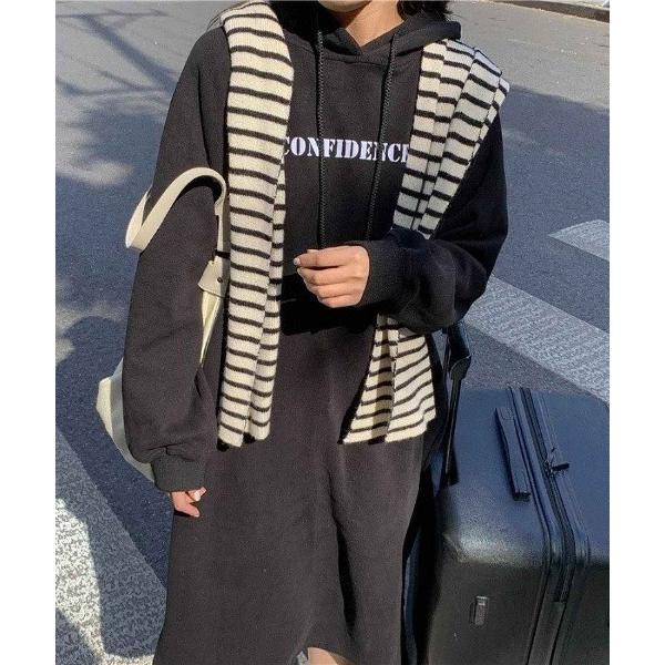 ワンピース カジュアルライクな私のフード付きトレーナーワンピース