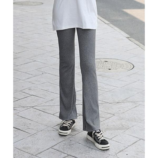 パンツ サイドスリットリブパンツ レディース