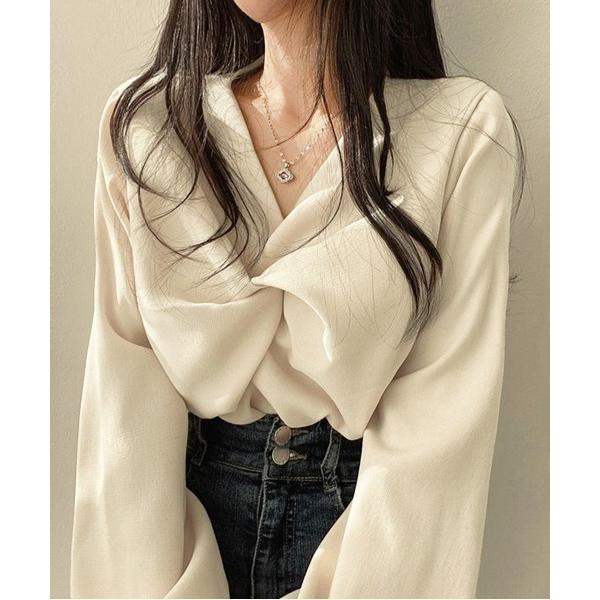 ブラウス シャツ カシュクールVネックブラウス レディース