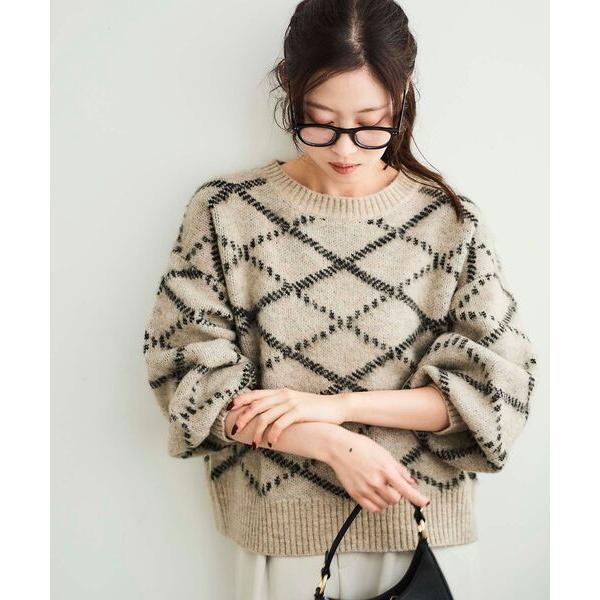 ニット セーター 「WEB限定アイテム」起毛チェックニットプルオーバー レディース