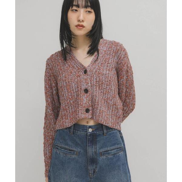 ニット セーター スラブMIXショートカーディガン レディース