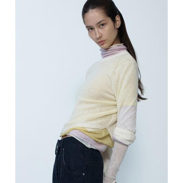 ニット セーター anggae/アンゲ LAYERED TWO TONE TURTLENECK ウー...