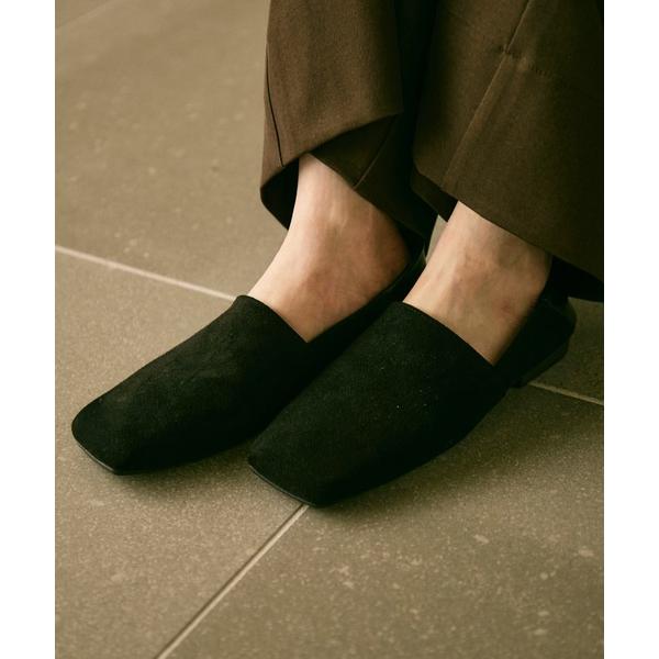 パンプス Soft suede square flat shoes / ソフトスエードスクエアフラッ...