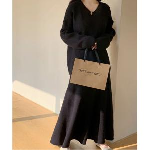 ニット セーター Vネックニットセットアップ レディース