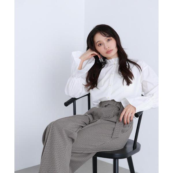 ブラウス シャツ 「Oggi掲載」フリルカフスハイネックブラウス レディース