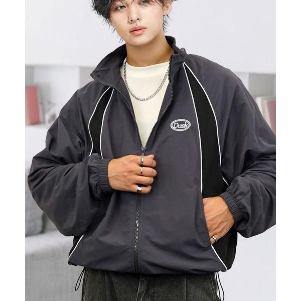 ナイロンジャケット ボリューム袖 タスランナイロン 短丈可 フルジップ トラックジャケット メンズ ...