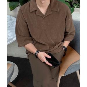 ポロシャツ 「NOWLE」ルーズフィット オープンカラー ポロシャツ メンズ