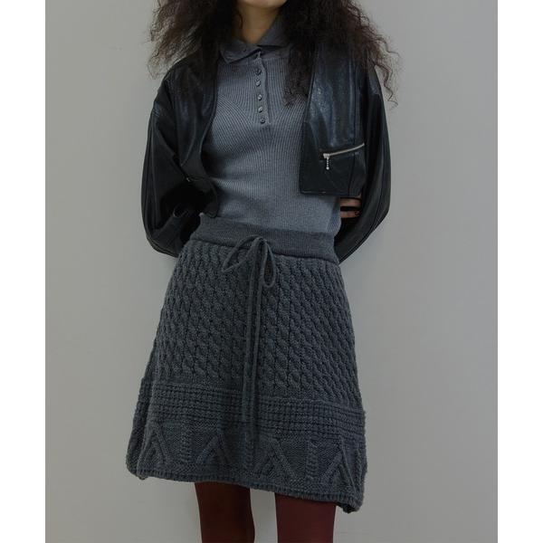 スカート CABLE KNIT MINI SKIRT