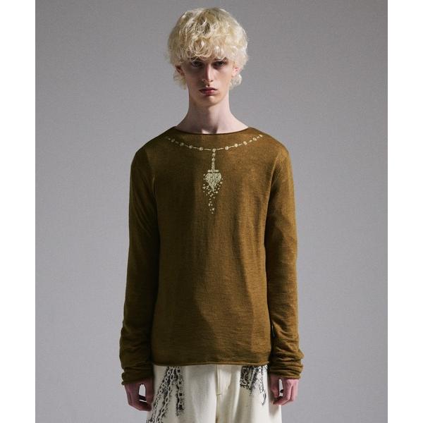 セーター ニット 「GRANCY」Print Design Sheer Knit / プリントデザイ...