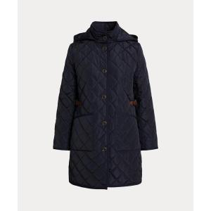 コート アウター フーデッド ダイヤモンドキルテッド コート レディース