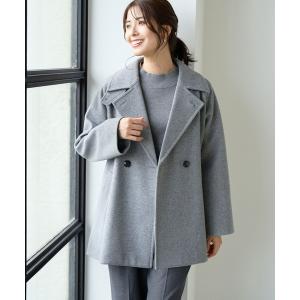 Diosfront コート アウター 配色ラインセーラーカラーメルトンコート