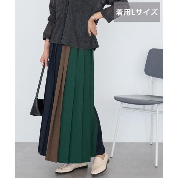 スカート 「選べる丈」ブロッキングプリーツスカート