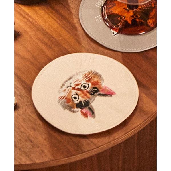 キッチン ラウンド刺繍コースター「うちの猫博」