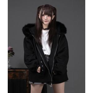 パーカー ファー付きロゴパーカー レディース