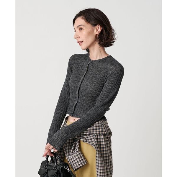 カーディガン アルパカブレンド ランダムリブカーディガン レディース