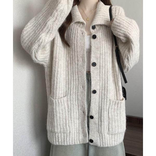 カーディガン ビッグシルエットニットカーディガン レディース