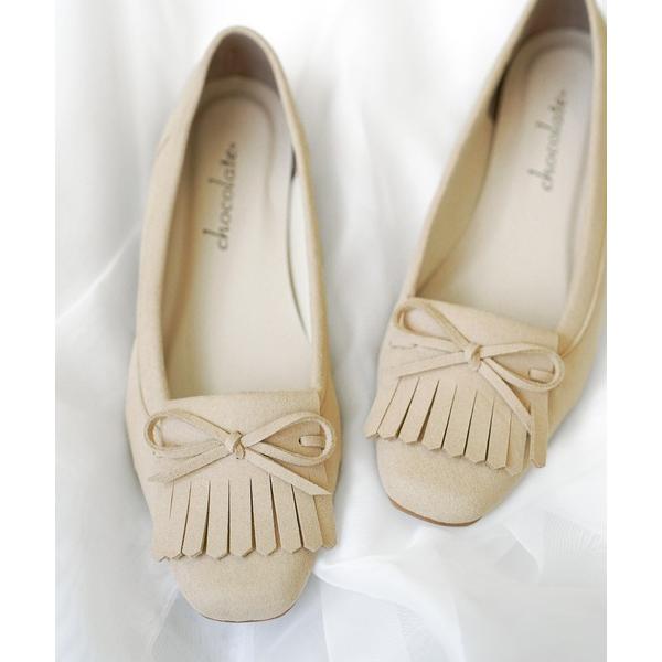 パンプス 晴雨兼用 フリンジ フォークロア バレエパンプス「日本製」
