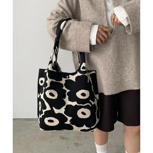 トートバッグ 花柄 ニット トートバッグ レディース