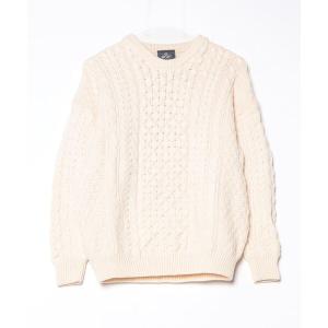 「aran WOOLLEN MILLS」 長袖ニット X-SMALL ナチュラル メンズ