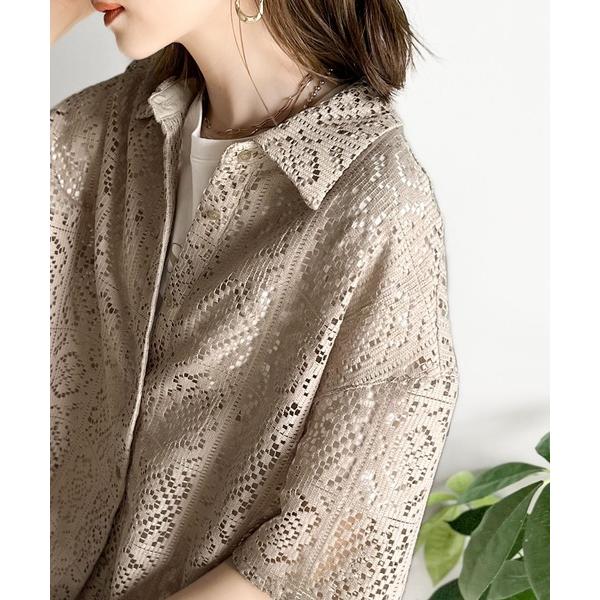 「Java」 半袖シャツ LARGE グレイッシュベージュ レディース