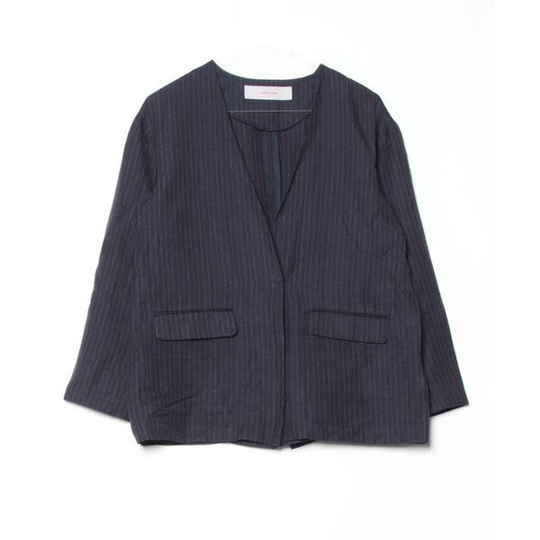 「JOURNAL STANDARD」 ノーカラージャケット - ネイビー レディース