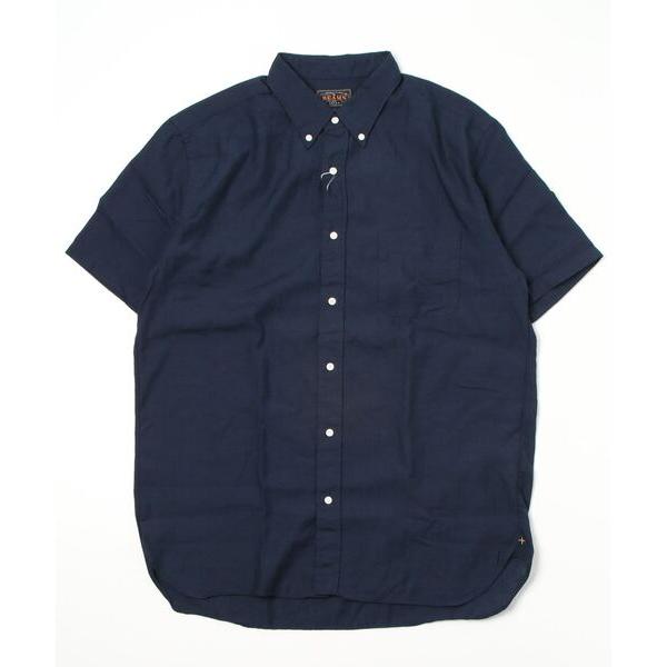 「BEAMS PLUS」 半袖シャツ LARGE ネイビー メンズ