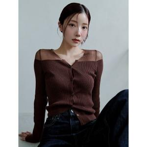 カーディガン 「maronさんコラボ」アシンメトリーシアードッキングニットカーディガン レディース