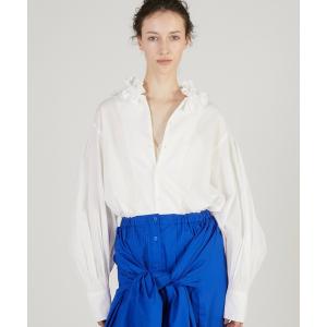 ブラウス シャツ 「crinkle crinkle crinkle」cotton frill collar shirts/コットンフリルカラーシャツ