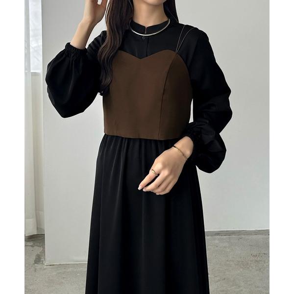 「callautia」 長袖ワンピース X-LARGE ブラック レディース