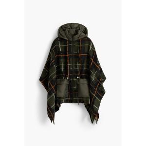 ポンチョ フード付きチェック柄ポンチョ レディース