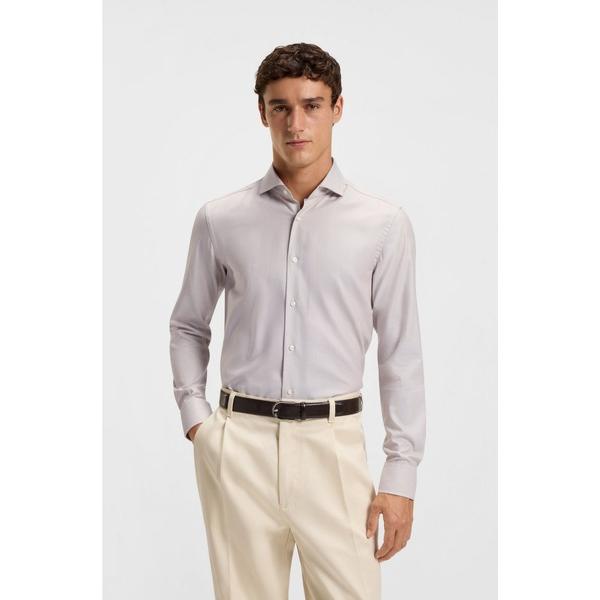 シャツ スリムフィットシャツ ストラクチャード コットンブレンド メンズ