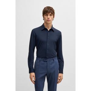 新品✨【HUGO BOSS】ストレッチシャツ SLIM FIT ネイビー 44 BOSS（HUGO BOSS） シャツ スリムフィットシャツ パフォーマンス