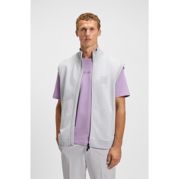 コート ジャケット ノースリーブ ジップアップスウェットシャツ コットンブレンド メンズ