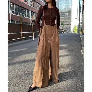 パンツ ベルトショルダーストライプパンツ レディース