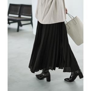 スカート 「なめらか全周ゴムウエスト」ジョーゼットプリーツスカート