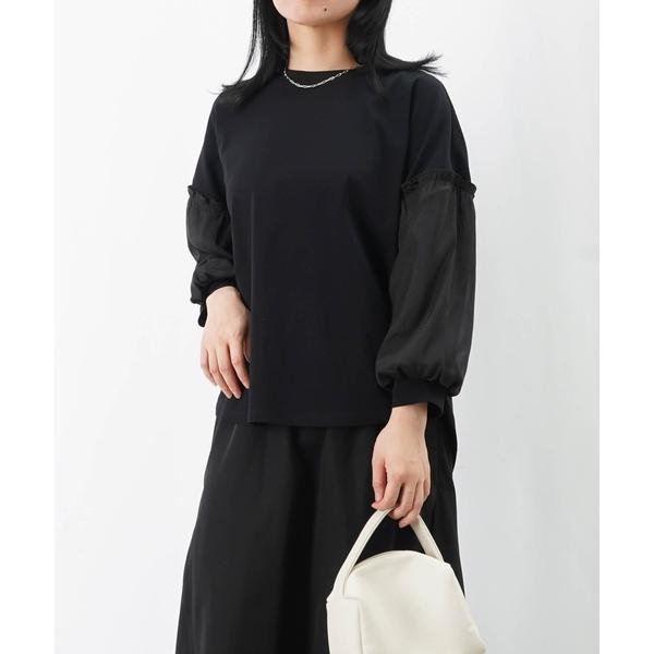 tシャツ LC/LLL ブロッキング袖ギャザーT レディース