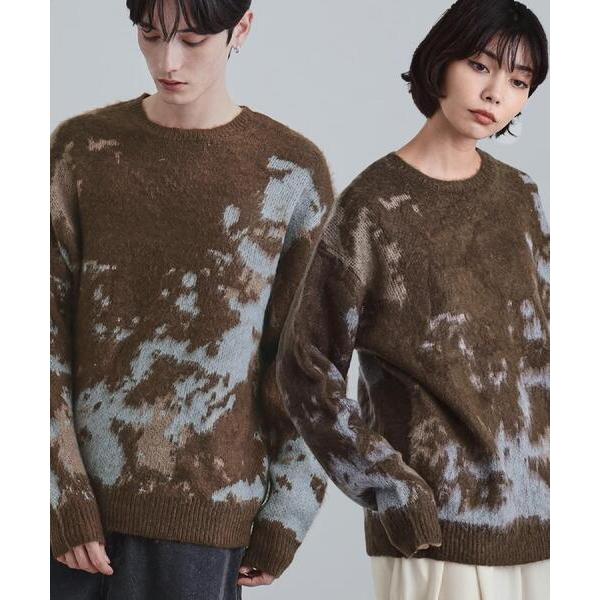 セーター ニット ルーズシルエットアブストラクトシャギーニットプルオーバー メンズ