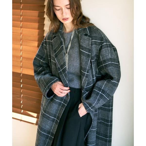 コート チェスターコート ウールチェックチェスターコート/秋服/冬服/オフィスカジュアル レディース