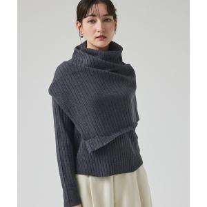 ニット セーター 「新色追加！25AW」アシメスヌードリブニット/秋服/冬服/2WAY/スヌード取り外し可能 レディース