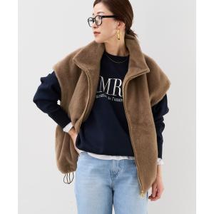 コート アウター スタンドカラーファーダブルジップベスト レディース