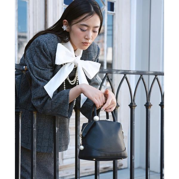 ハンドバッグ ストラップ付属2WAY　パールモチーフハンドバッグ