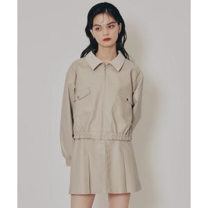 ブルゾン アウター 裾ギャザーデザイン フェイクレザージャケット