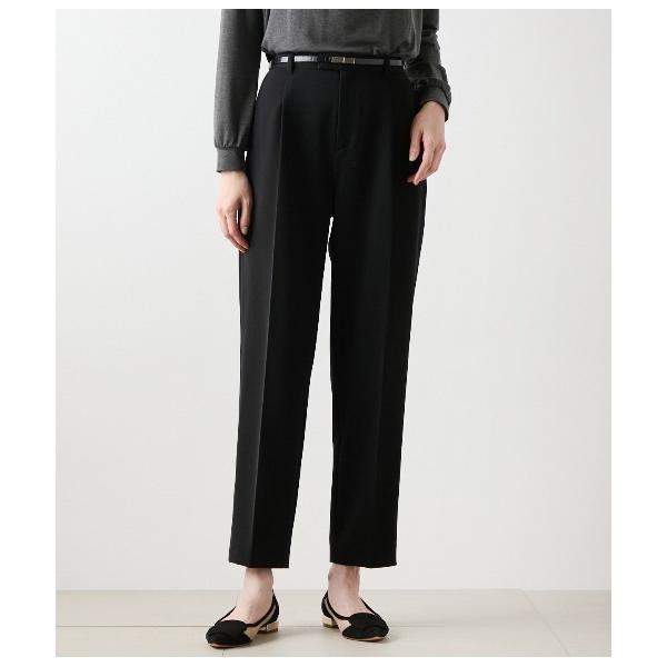 パンツ ギャバライクポリエステル タックテーパードパンツ レディース