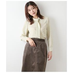 ブラウス シャツ タッターソールプリント ボウタイブラウス レディース