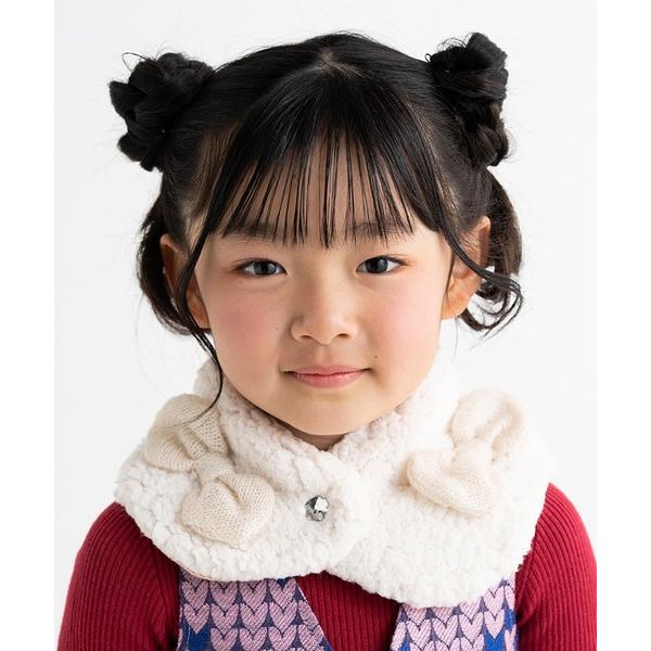 ネックウォーマー 「POMPKINS/ポプキンズ」リボン付きボアネックウォーマー キッズ 子供 女の...