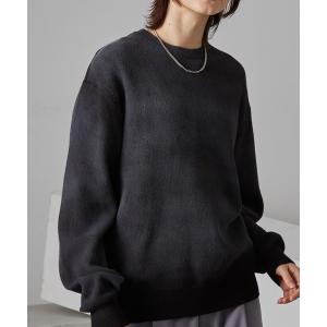 セーター ニット ヴィンテージスプレー加工 グラデーションオーバーサイズクルーネックニット メンズ レディース
